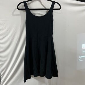 Black A-Line Dress with Teal Zipper